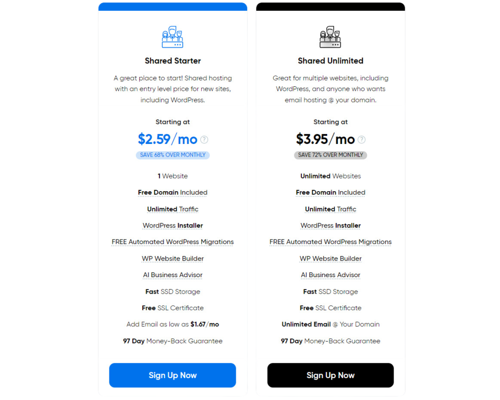 DreamHost vs Bluehost: Dreamhost Shared Hosting plans